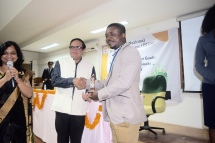 A delegate from Africa are being presented the awards by Prof. Pawan K. Chugan, the Guest of Honor, at 4th International Youth Symposium held at B. K. School of Business Management, Gujarat University, Ahmedabad during Feb 1 -2. 2019